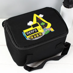 Personalised Digger Black Lunch Bag