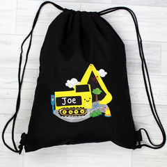 Personalised Digger Black Swim & Kit Bag