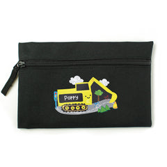 Personalised Digger Black Pencil Case