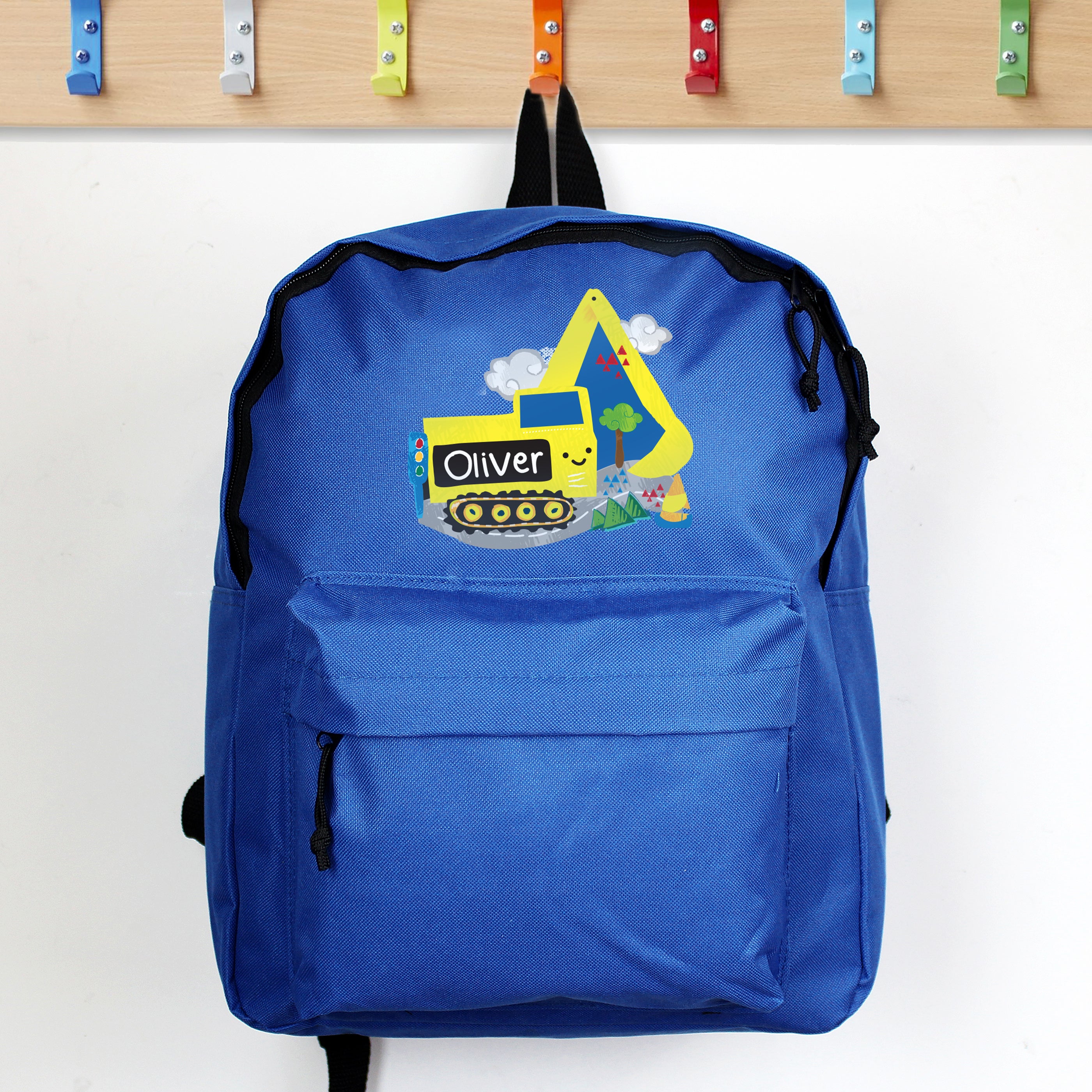 Personalised Digger Black Backpack