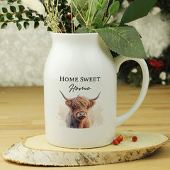 Personalised Highland Cow Flower Jug Vase