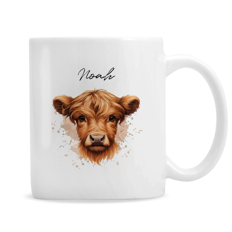 Personalised Highland Cow Mug - Boy