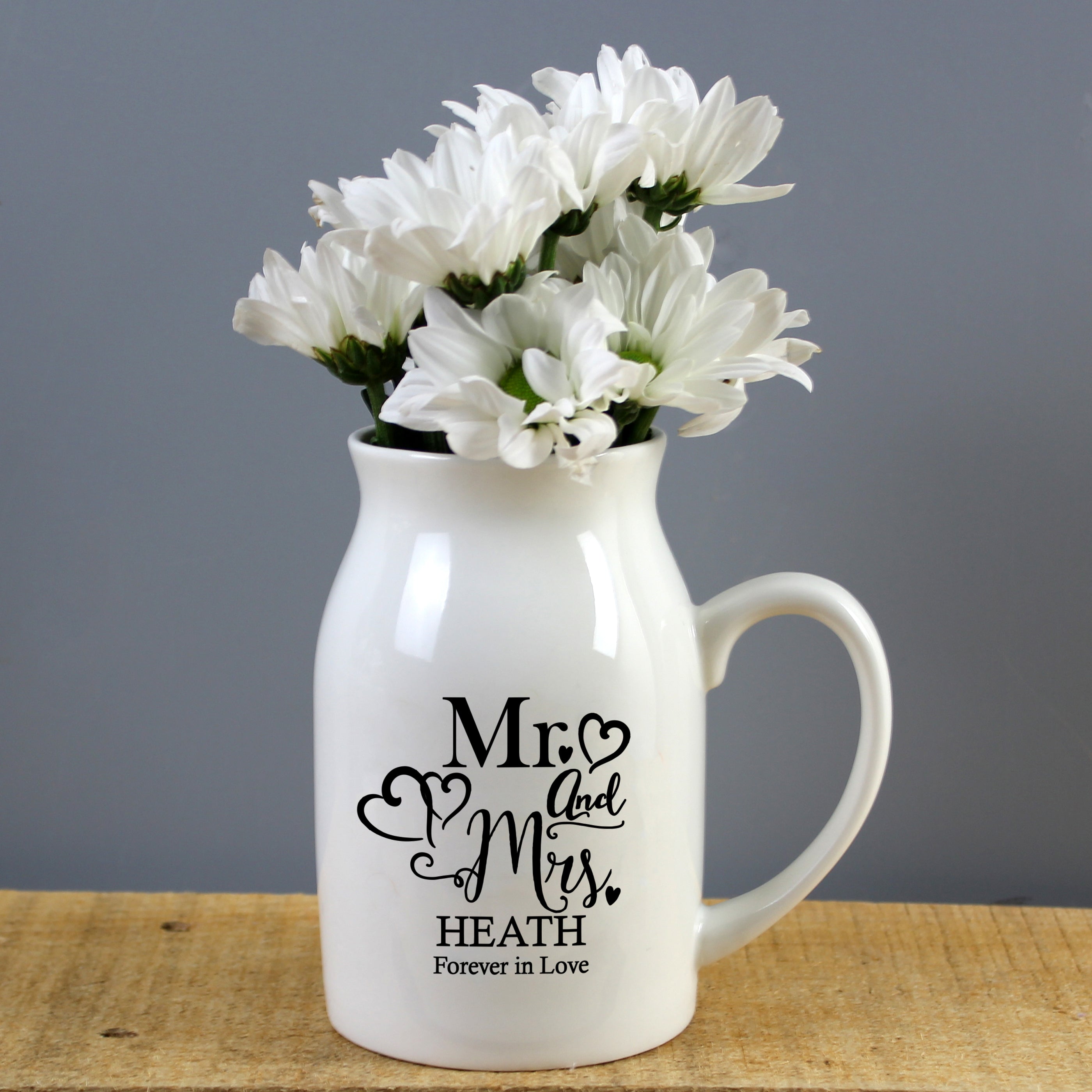 Personalised Mr & Mrs Flower Jug Vase