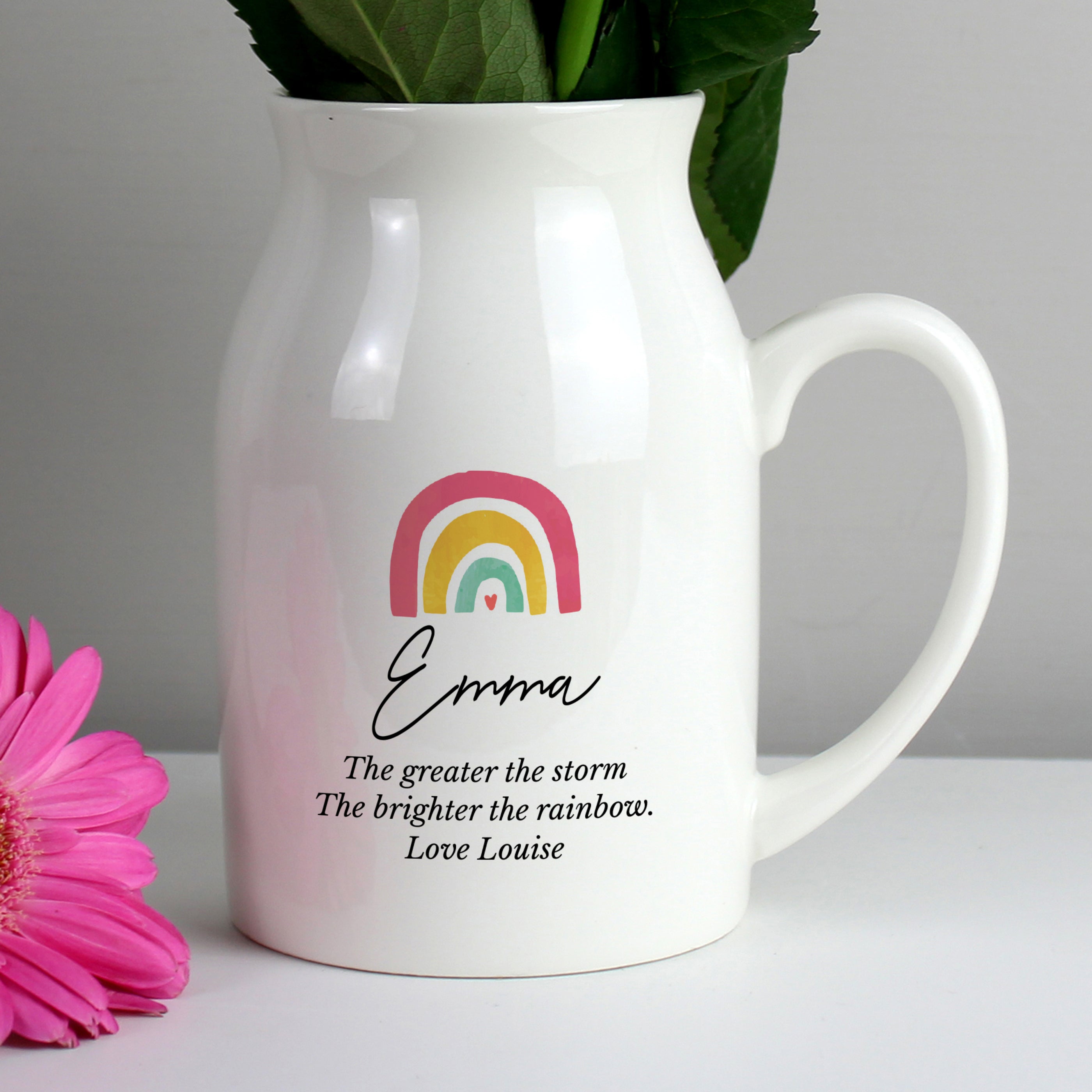 Personalised Rainbow Flower Jug Vase