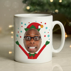 Personalised Photo Upload Christmas Elf Mug