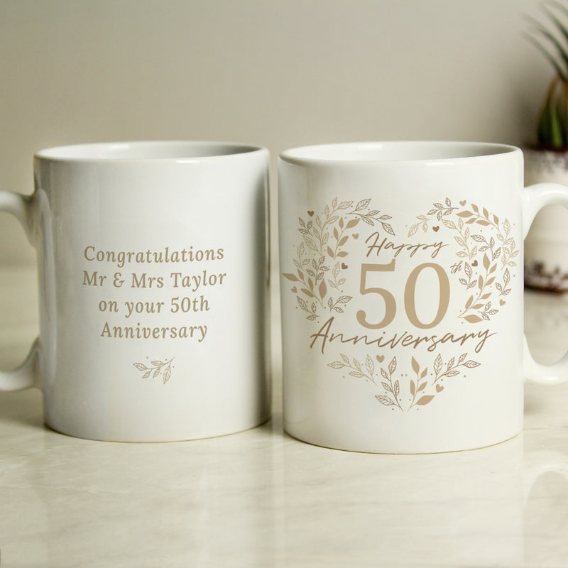 Personalised 50th Golden Wedding Anniversary Mug