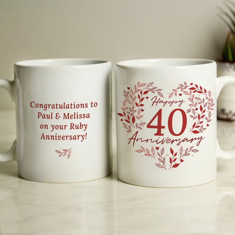 Personalised 40th Ruby Wedding Anniversary Mug