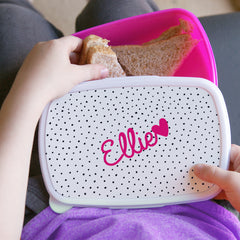 Personalised Pink Heart Name Only Pink Lunch Box