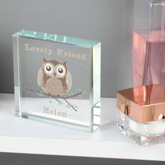 Personalised Woodland Owl  Crystal Token