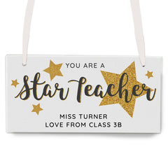 Personalised You Are A Star Teacher Wooden Sign