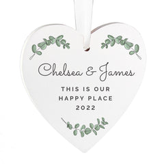 Personalised Botanical Wooden Heart Decoration