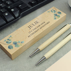 Personalised Eucalyptus Wooden Pen and Pencil Set