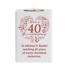 Personalised 40th Ruby Wedding Anniversary Tea Light Holder