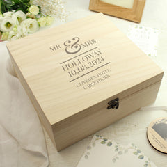 Personalised Mr & Mrs Large Wooden Keepsake Box