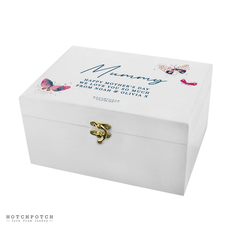 Personalised Butterfly White Wooden Keepsake Box
