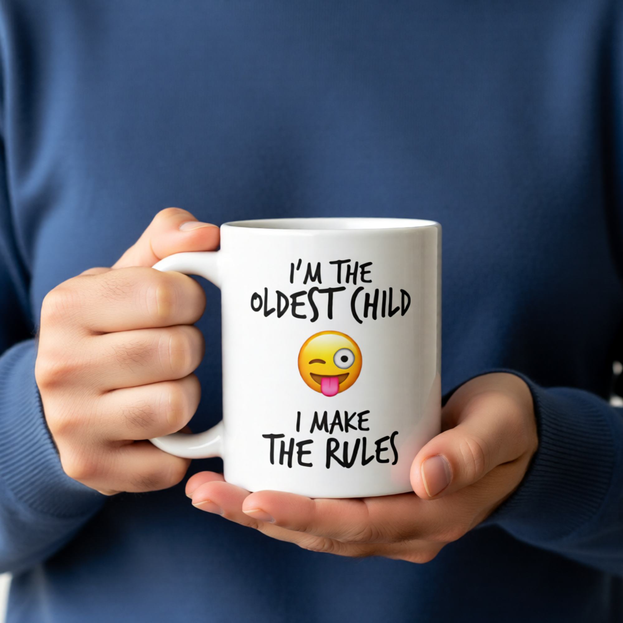 I'm The Oldest Child, I Make The Rules 11oz White Glossy Ceramic Mug - Funny Eldest Sibling Gift