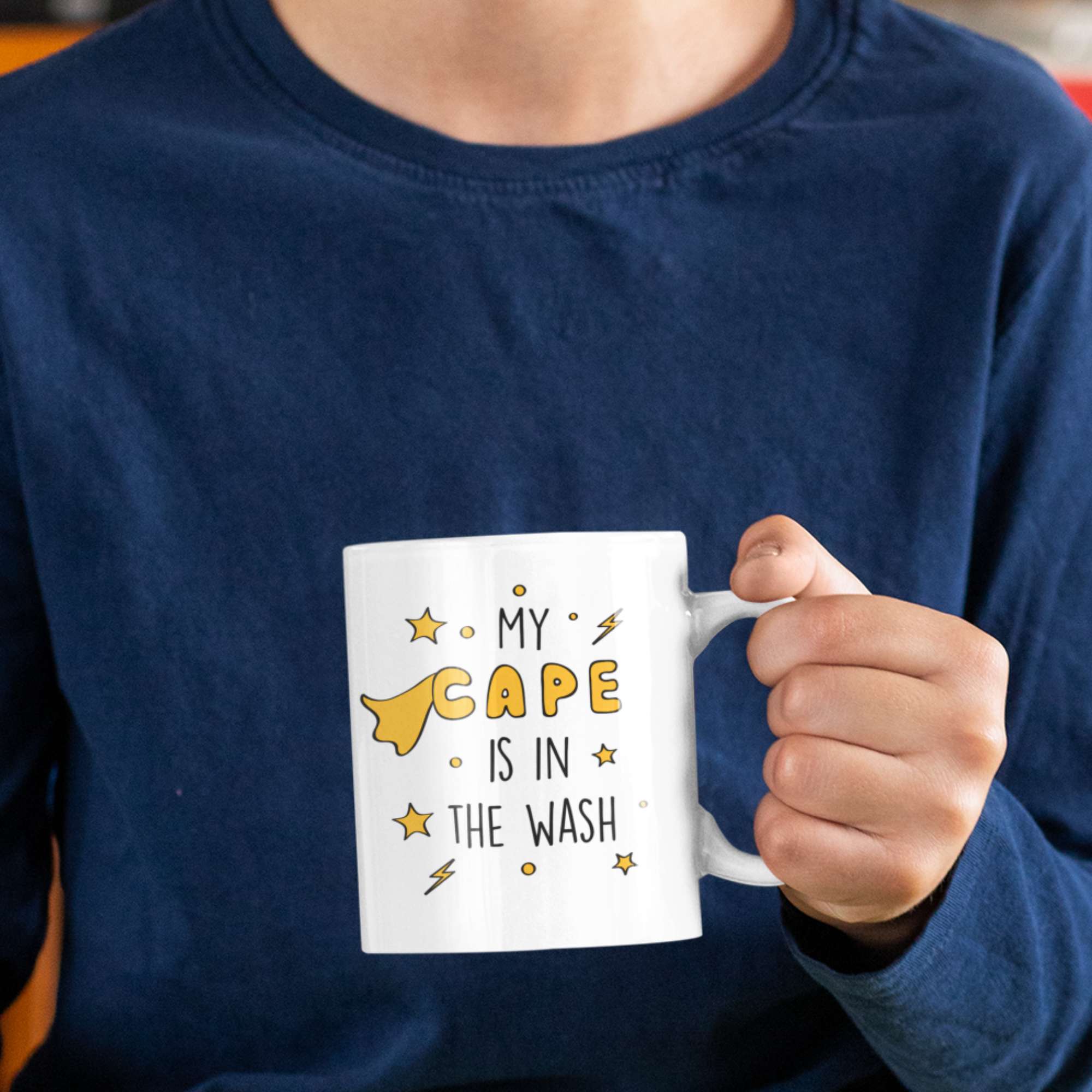 My Cape is in the Wash 11oz White Glossy Ceramic Mug - Funny Superhero Gift
