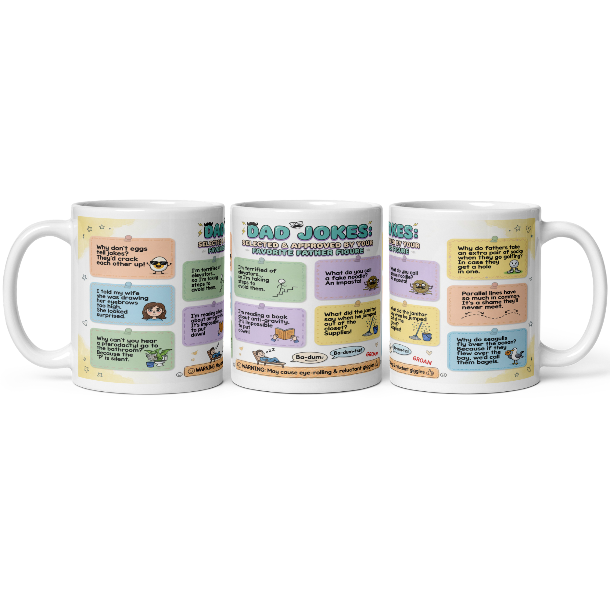 10 Dad Jokes Mug - The Ultimate Funny Dad Mug 11oz White Glossy Ceramic