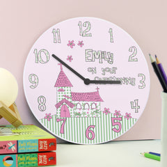 Personalise with Name fixed text reads 'On your Christening' wooden clock