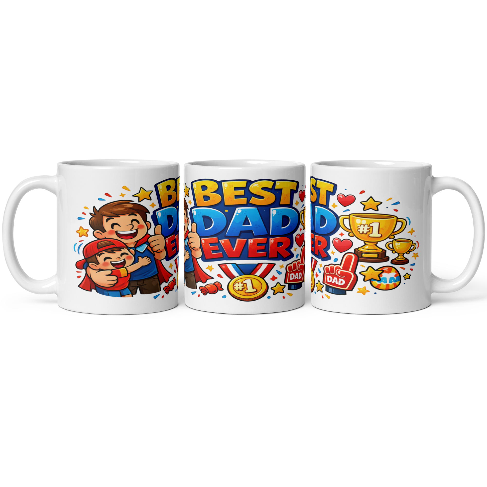Best Dad Ever 11oz White Glossy Ceramic Mug - Heartfelt Dad Gift
