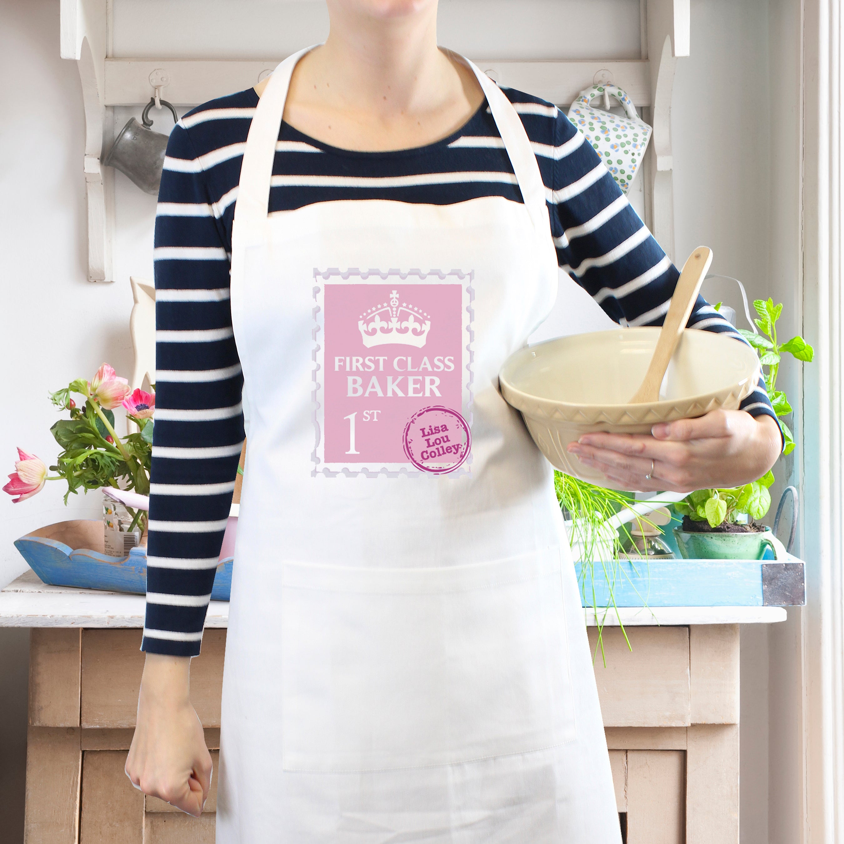 Personalised Pink 1st Class Apron