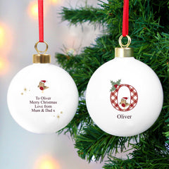 Personalised Initial Little Robin Bauble With Message On The Back