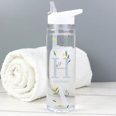 Personalised Floral Initial Water Bottle By Gift Original