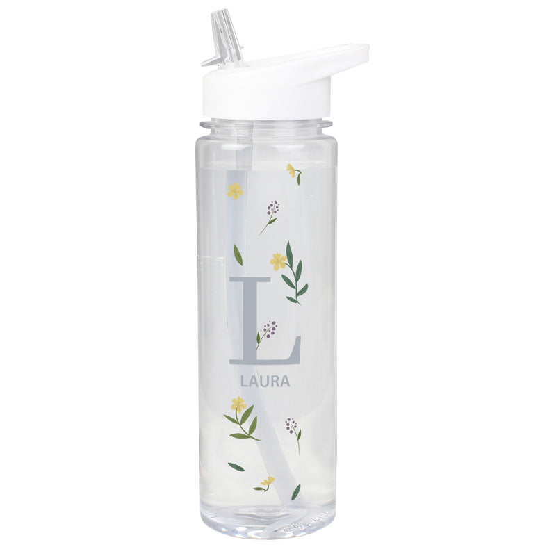 Personalised Floral Initial Water Bottle