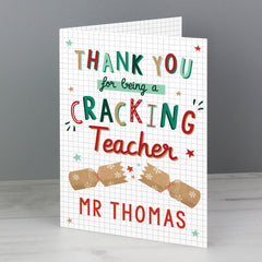 Personalised Cracking Teacher Card Standing Up
