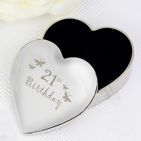 21st Butterflies Heart Trinket Box