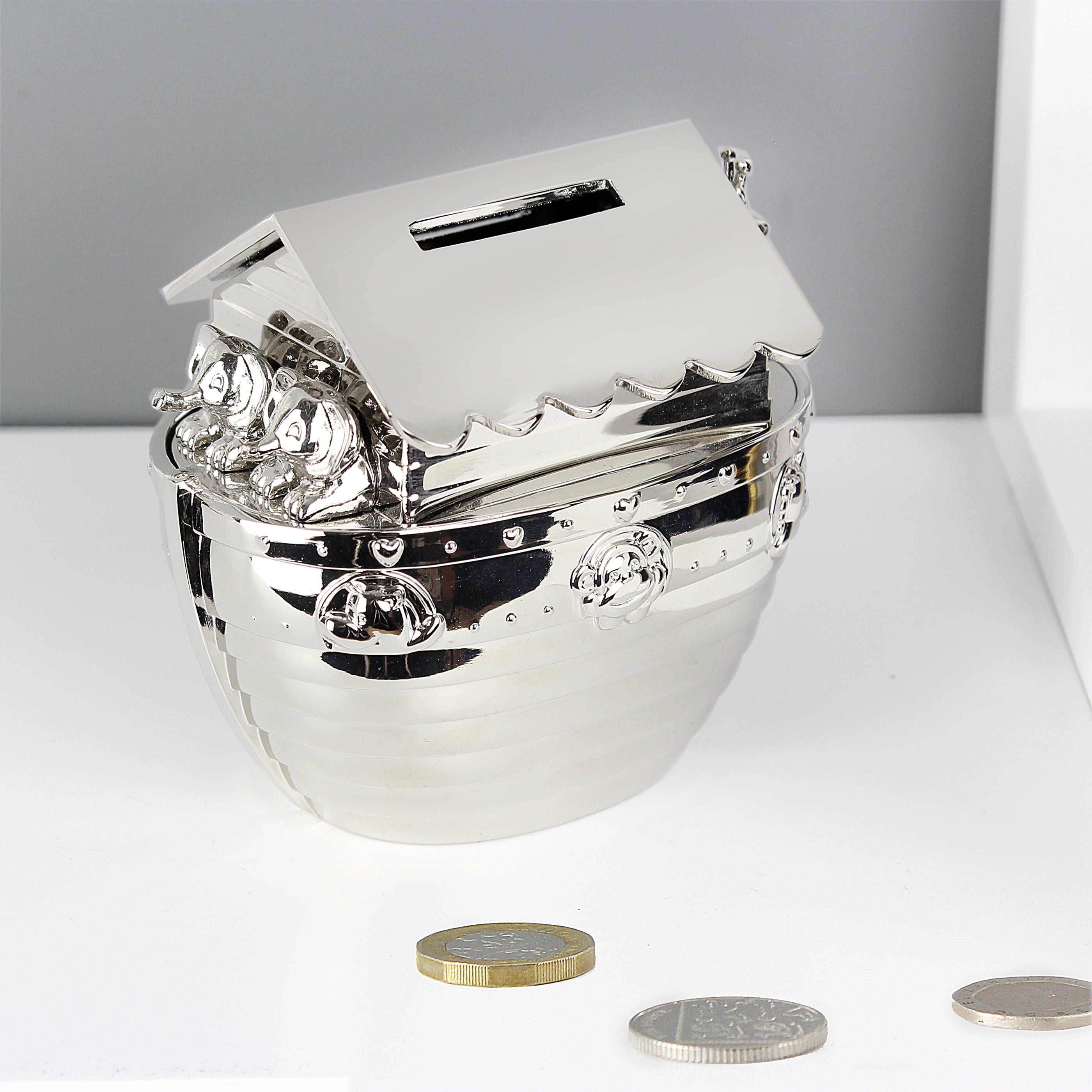 Personalised Silver Noahs Ark Money Box