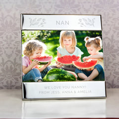 Personalised Silver Floral 6x4 Photo Frame