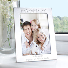 Personalised Silver 5x7 Family & Hearts Photo Frame