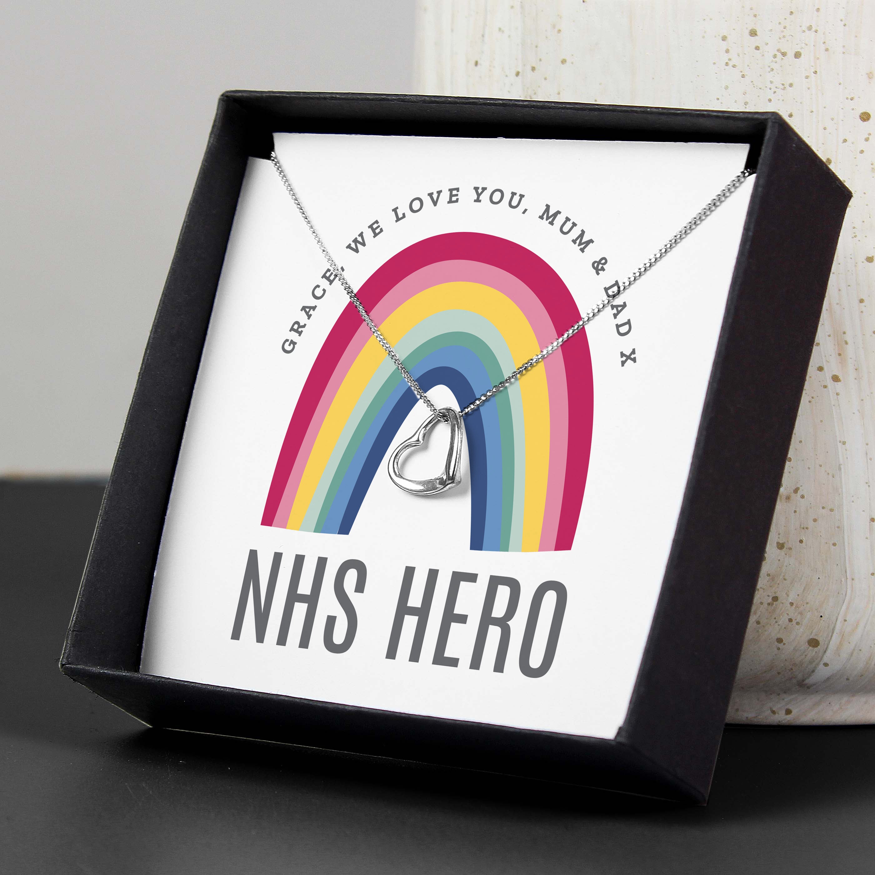 Personalised Rainbow Sentiment Silver Tone Necklace and Box
