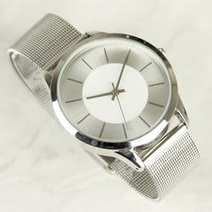 Personalised Silver with Mesh Style Strap Watch