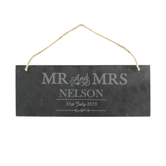 Gift Original Personalised Mr & Mrs Hanging Slate Plaque