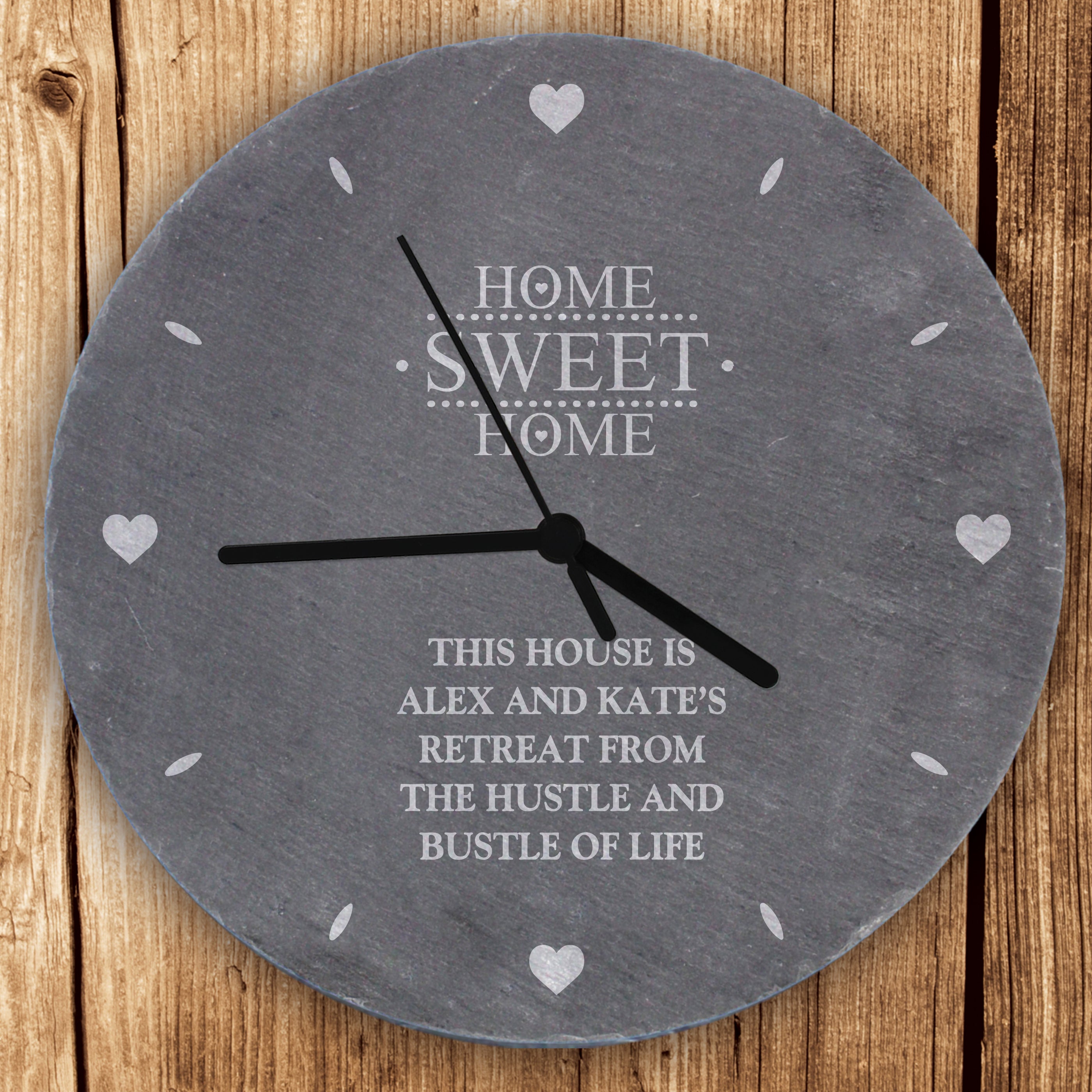 Personalised Home Sweet Home Slate Clock