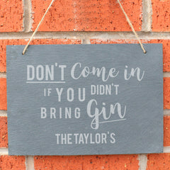 Personalised Gin Large Hanging Slate Sign
