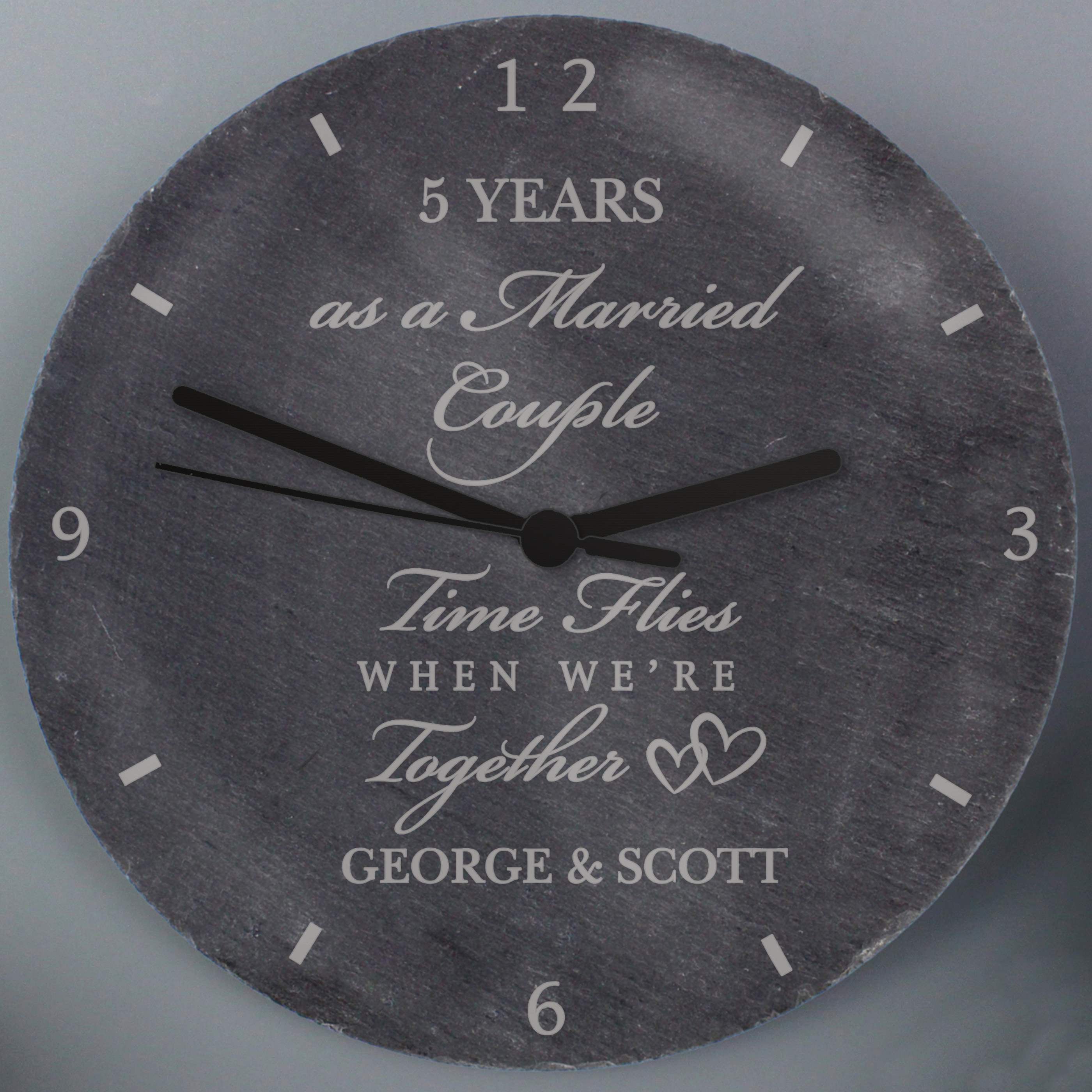 Personalised Anniversary Slate Clock