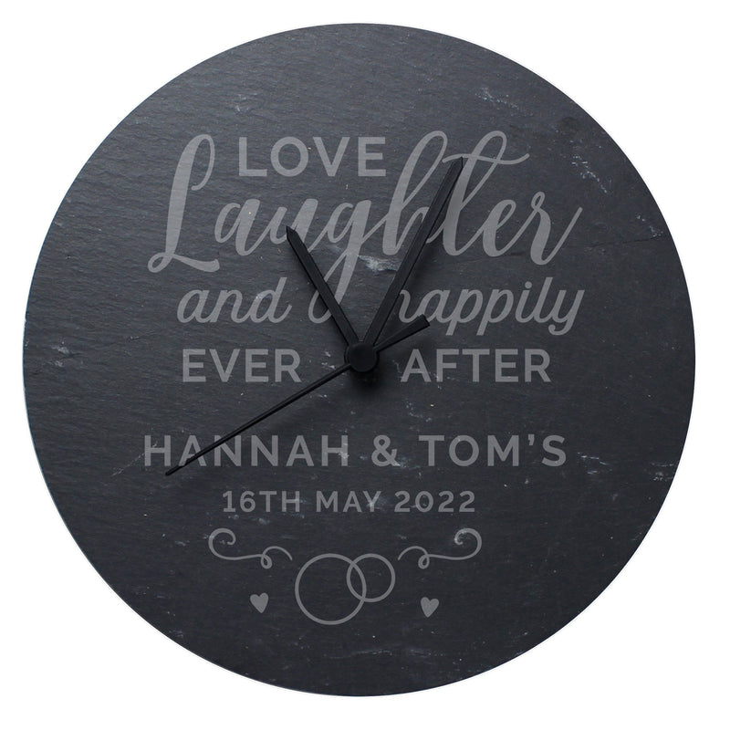 Personalised Love Laughter Slate Clock