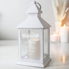 Personalised Couple's Floral White Lantern