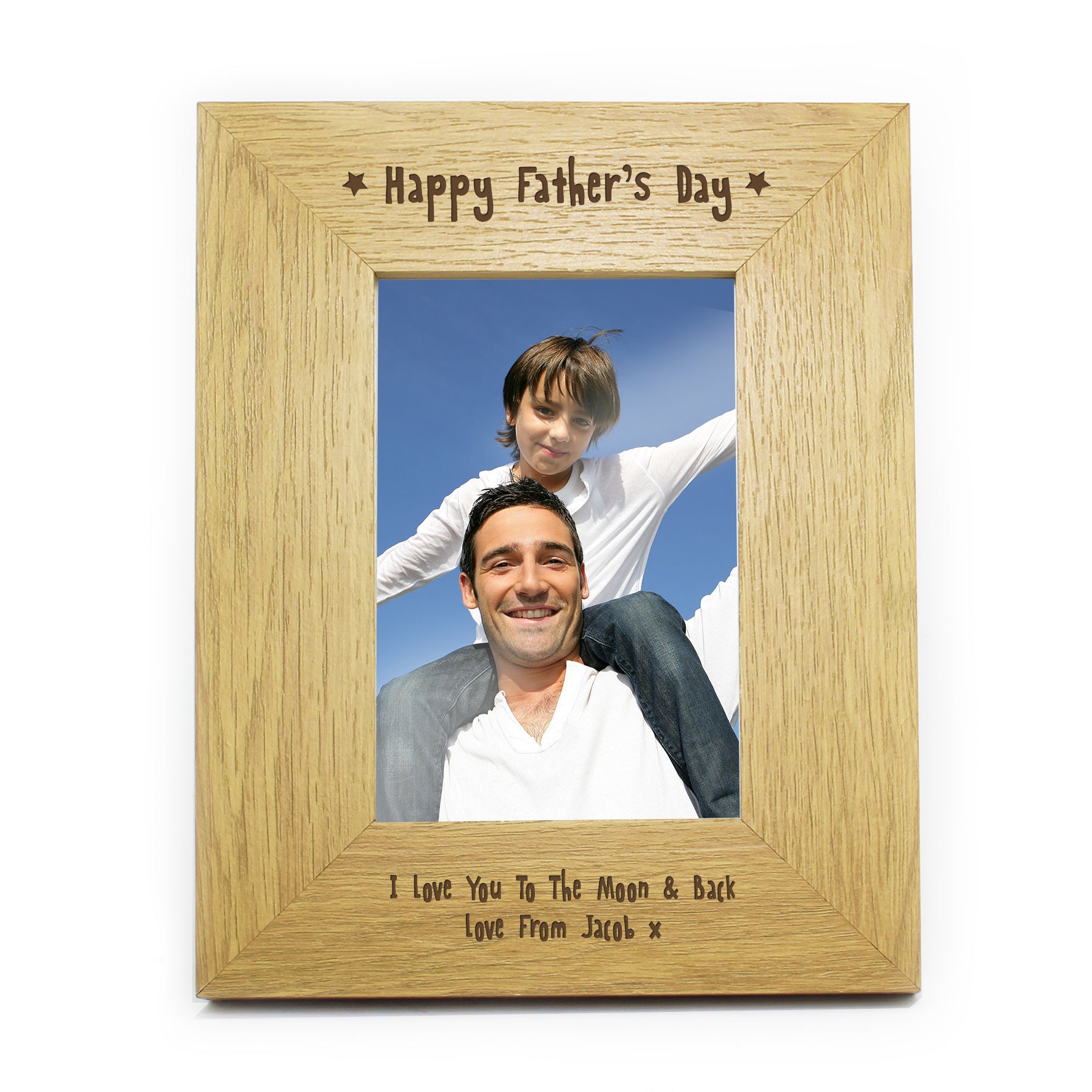 Personalised Oak Finish 4x6 Happy Fathers Day Photo Frame