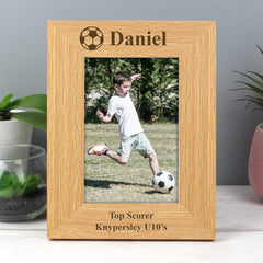 Personalised Oak Finish 4x6 Football Photo Frame
