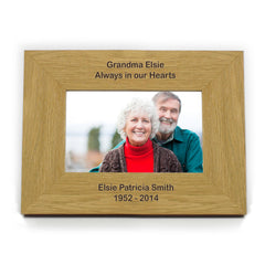 Personalised Long Message 6x4 Landscape Oak Finish Photo Frame