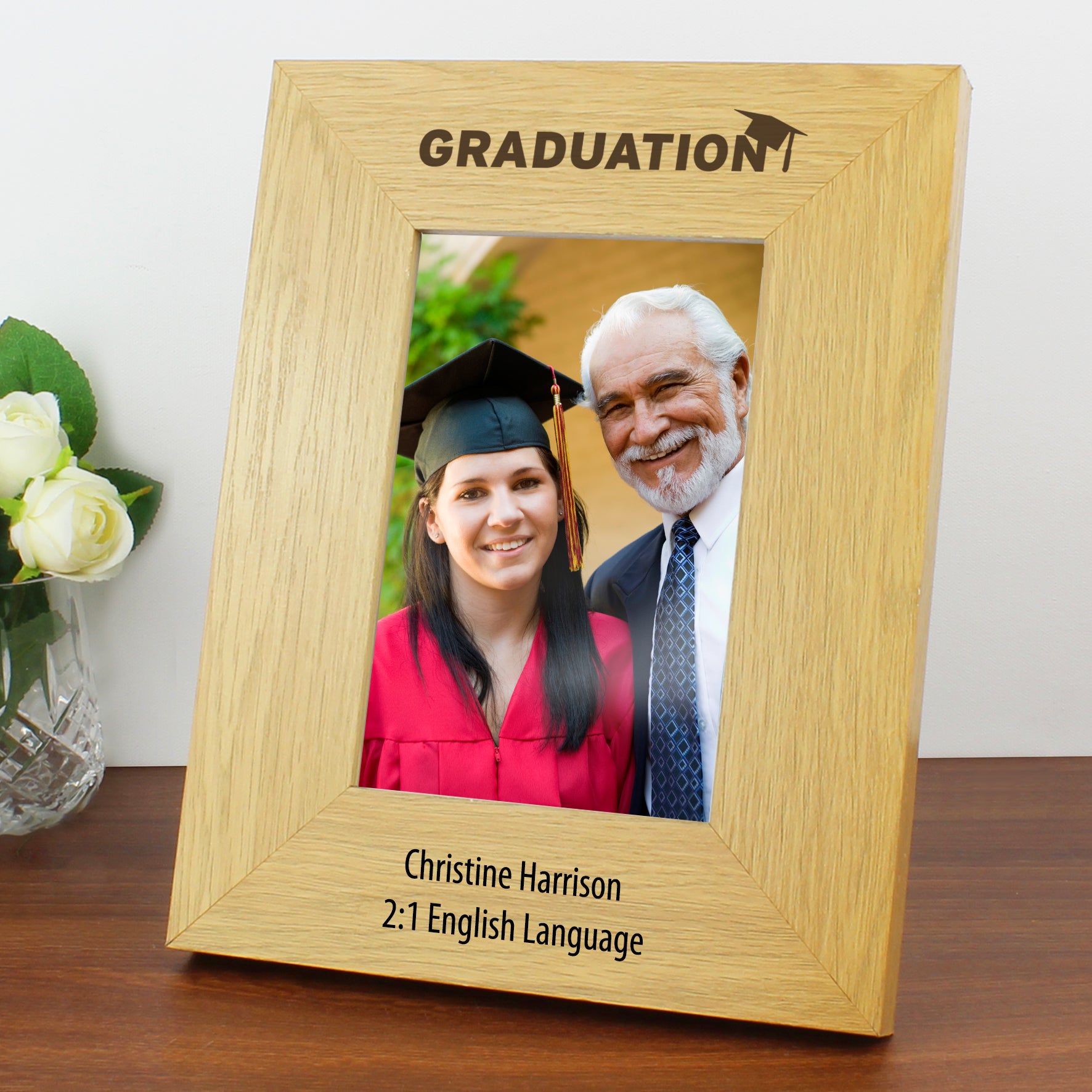 Personalised Graduation 4x6 Oak Finish Photo Frame