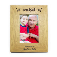 Personalised Oak Finish 4x6 Grandchild Photo Frame