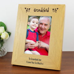 Personalised Oak Finish 4x6 Grandchild Photo Frame