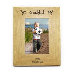 Personalised Oak Finish 4x6 Grandchild Photo Frame