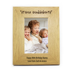 Personalised Great Grandchildren 4x6 Oak Finish Photo Frame