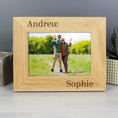 Personalised Couples 6x4 Oak Finish Photo Frame